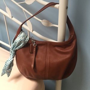 Brown/tan leather Hobo style genuine Coach bag