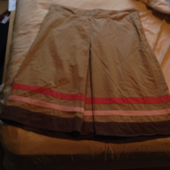 Merona Khaki Striped Skirt With Front Pleat