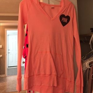 VS Pink hooded waffle pullover