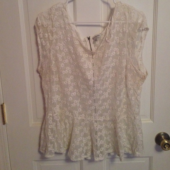Cream lace peplum shirt