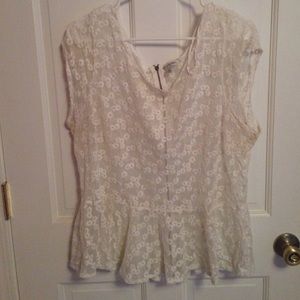 Cream lace peplum shirt