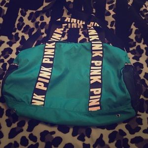 VS PINK teal duffle bag