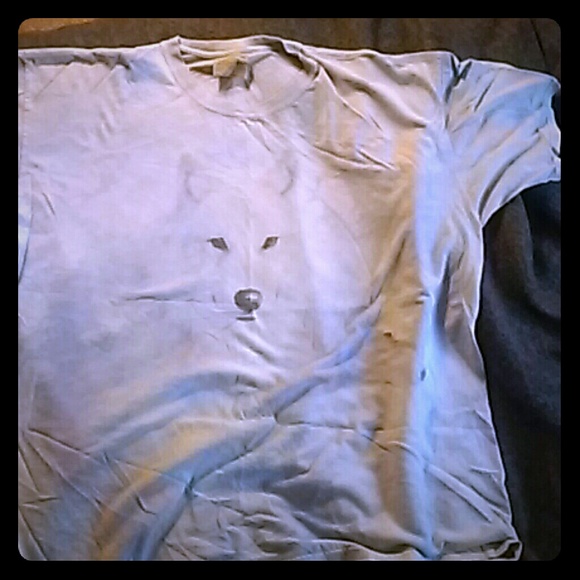 T-shirt, Xl, two white wolves faces