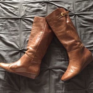 Steve Madden cognac boots with buckle