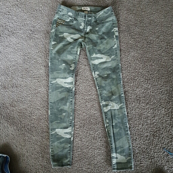 Camo skinny jeans with gold studs