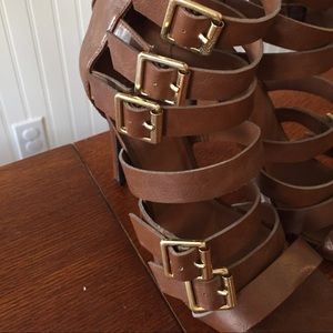 Brown buckled gladiator heel