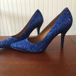 Blue Glitzy Nine West Pointed Toe Heels