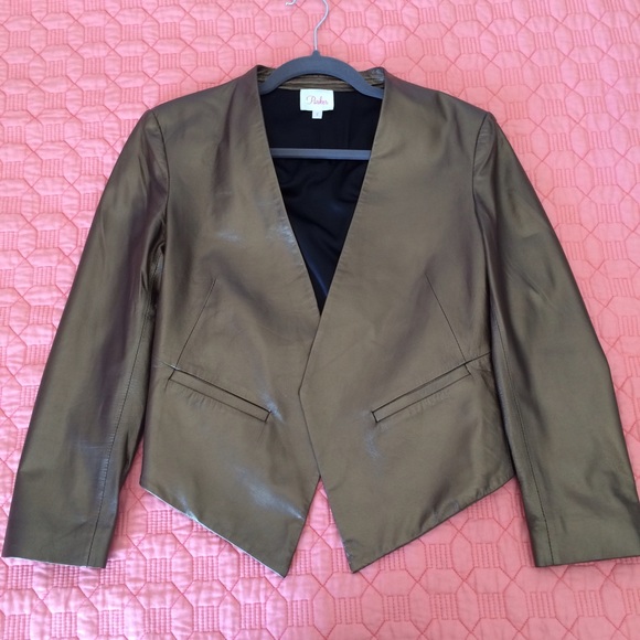 Parker Jackets & Blazers - Real leather gold crop jacket