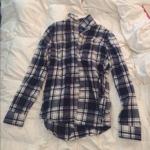 american eagle navy blue and white plaid flannel