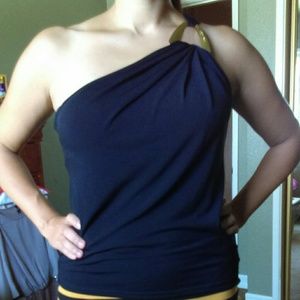 Black one shoulder dressy shirt