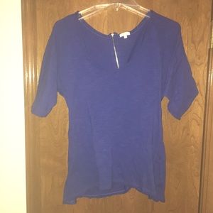3/4 Sleeve, Royal Blue top with Exposed Zipper