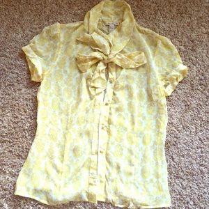 Yellow Floral Chiffon Blouse