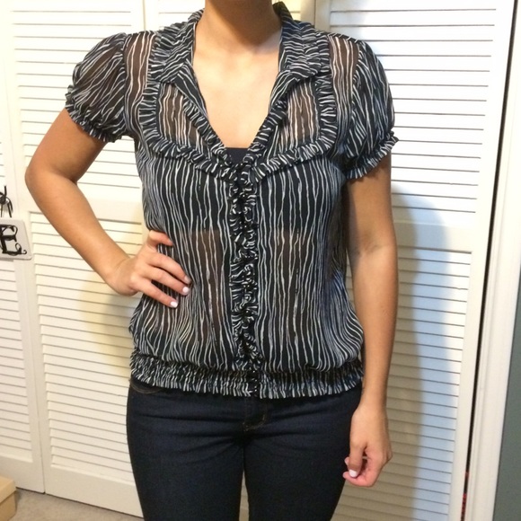 Dressy black & white top