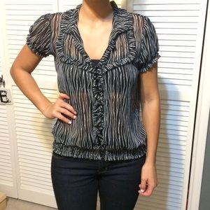 Dressy black & white top