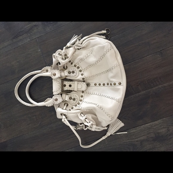 Isabella Fiore Ivory Studded Handbag