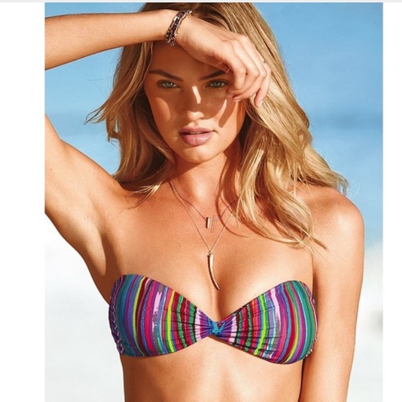 Victoria's Secret striped bandeau bikini top