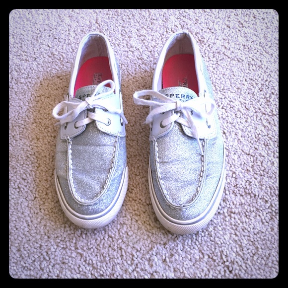 Silver Glitter Top Sider Sperry's