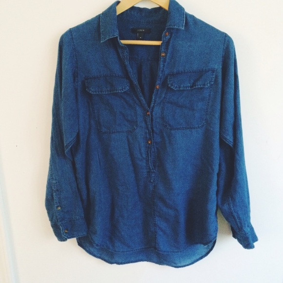 J.crew | Indigo gauze popover shirt