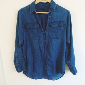 J.crew | Indigo gauze popover shirt