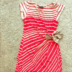 Coral and Beige striped dress