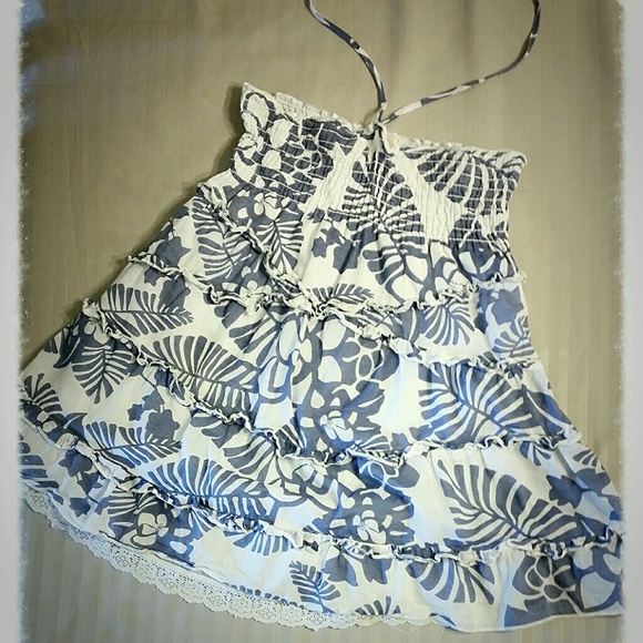 Ladies Mossimo blue and white halter top