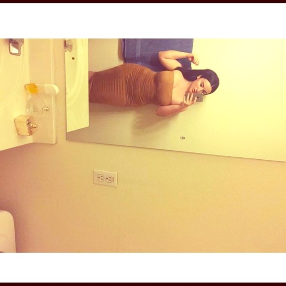 Copper suede strapless dress 💋 yes hunny!