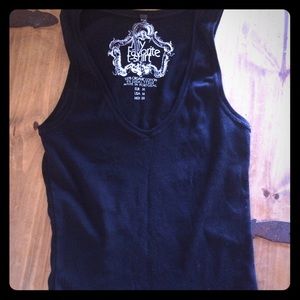 Black V-neck top