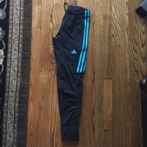 Youth small Adidas soccer pants black blue