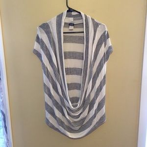 Grey and White open front shirt