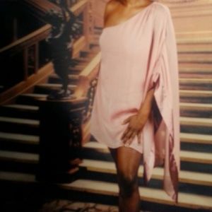 One Shoulder sexy flowy mini dress Pink