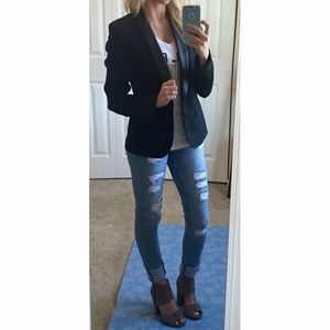 Black blazer with leather lapel