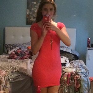Orange/pink tight fitting dress