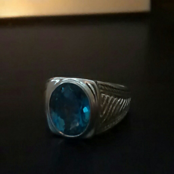 Simulated Topaz Ring 925 Sterling Silver.
