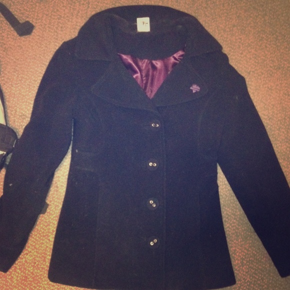 Black Zip/Button Up Wool Coat