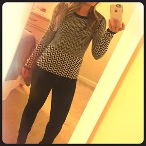 Banana Republic black herringbone print sweater