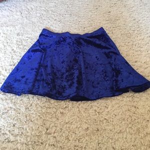 Crushed Blue Velvet Skater Skirt