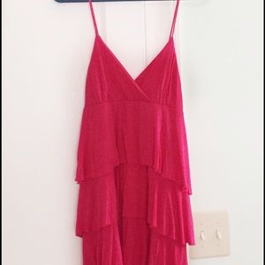 Rue 21 Hot Pink Ruffle Spaghetti Strap Top