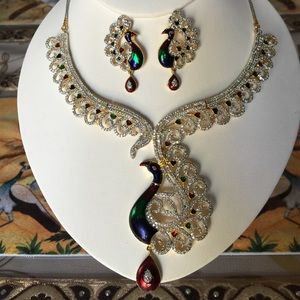 Indian jewelry set with peacock