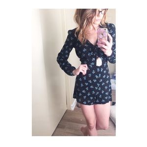 Reformation Blue Floral Romper