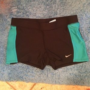 NIKE dri-fit black and teal workout shorts