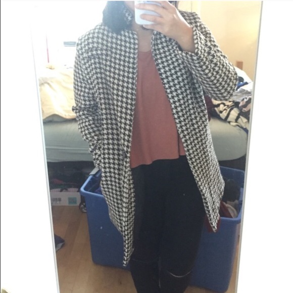 Houndstooth Longline Coat similar to Zara Coats