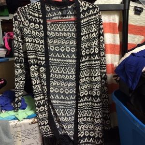 Black and white cardigan with tassels!