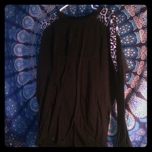 Vanity Black long sleeve w/ b&w leopard