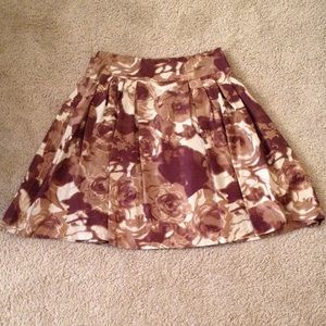 Zara Brown Silk Floral Skirt - Size 6