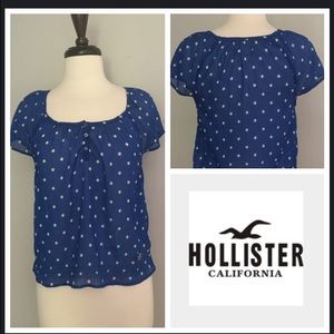 Hollister Polka Dot Gauze Blouse Top Shirt Crop