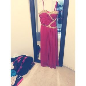 Red w Gold Sequence Dress
