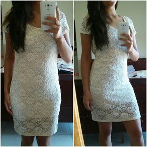 Lace White/Cream Back Cut Out Dress