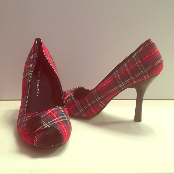 Red plaid heels punk rock rockabilly