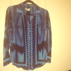 Nicole Miller Artelier buttondown patterned blouse