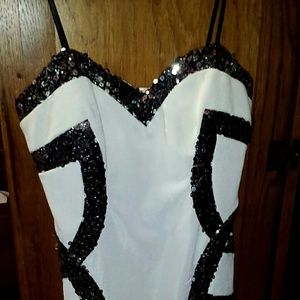 White and Black sequined dress
